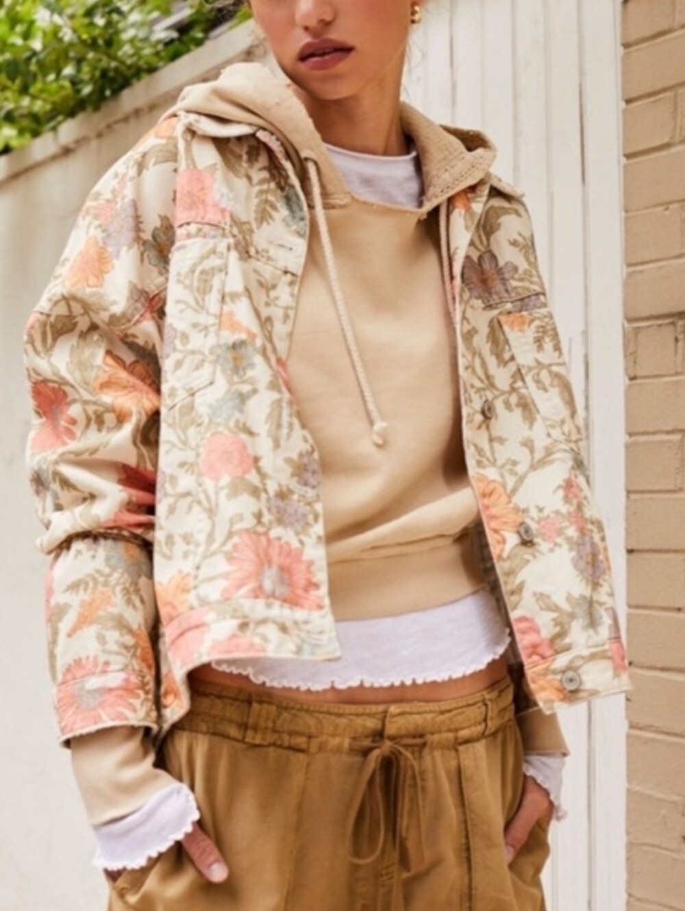 Free People We The Free Floral Denim Swing Jacket - Picture 2 of 9